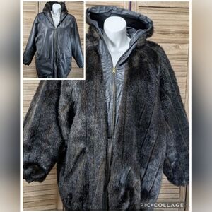 CBO New York Leather Jacket Reversible to Faux Fur Vintage